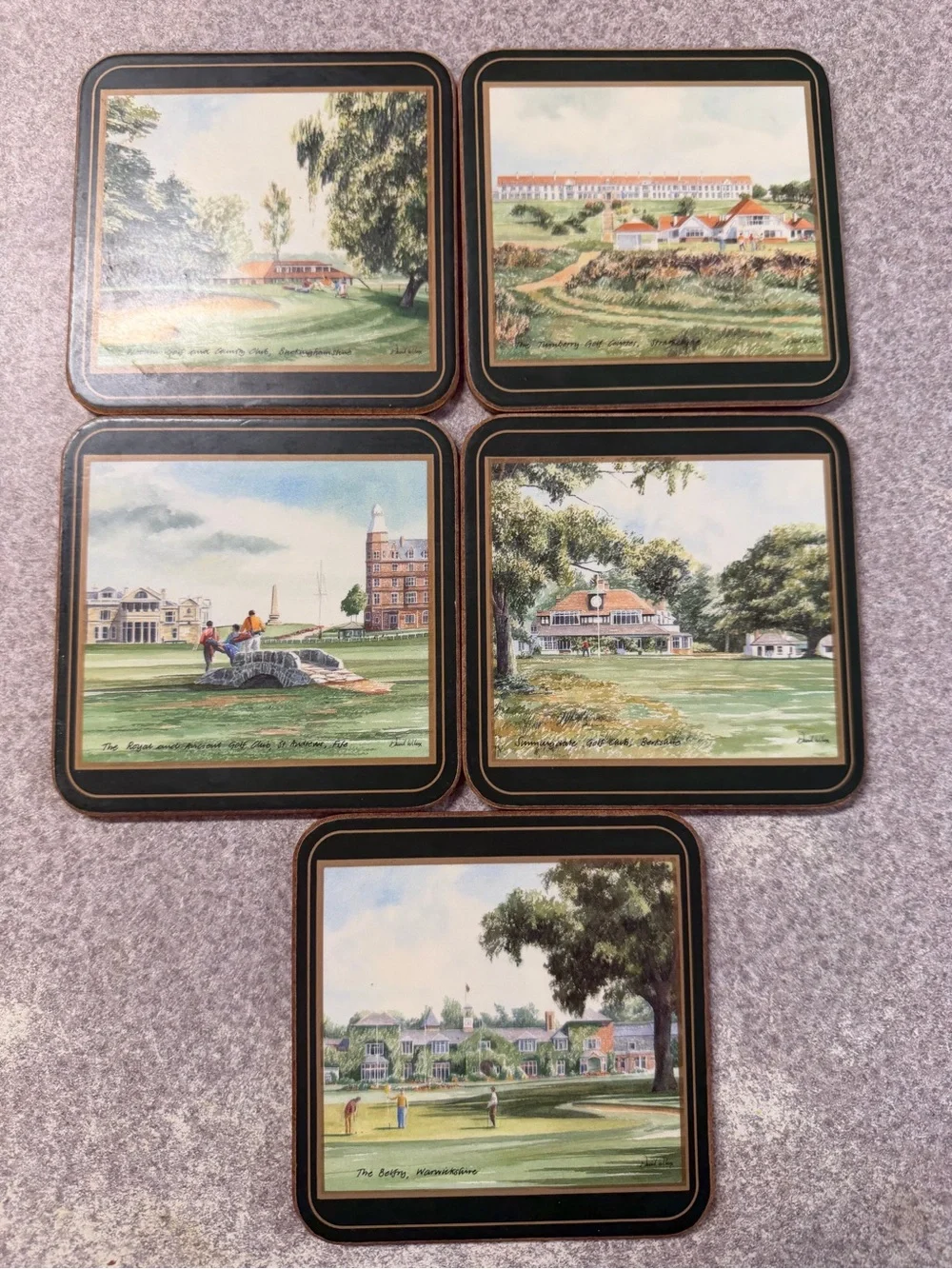 Vintage Pimpernel Cork Backed British Championship Golf Coasters (Set of 5)